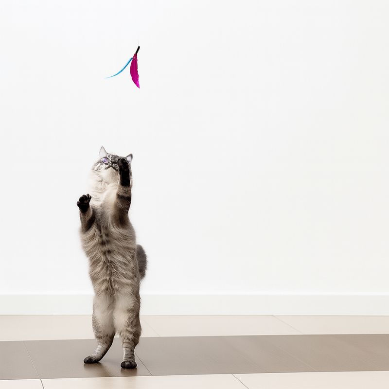 Varinha de Caça Interativa com Penas para Gatos