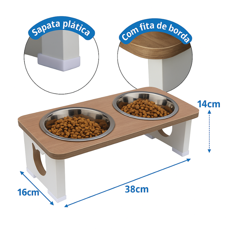 Comedouro Elevado Duplo Porcelana & Inox: Gatíssimo Duo Gourmet