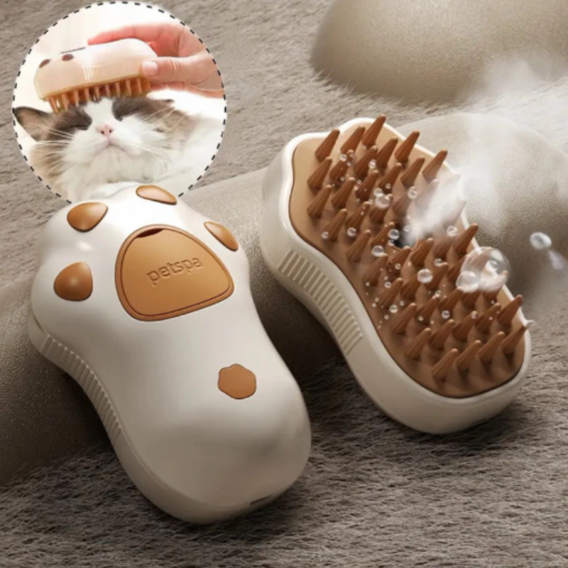 Escova a Vapor Elétrica 3 em 1 para Gatos