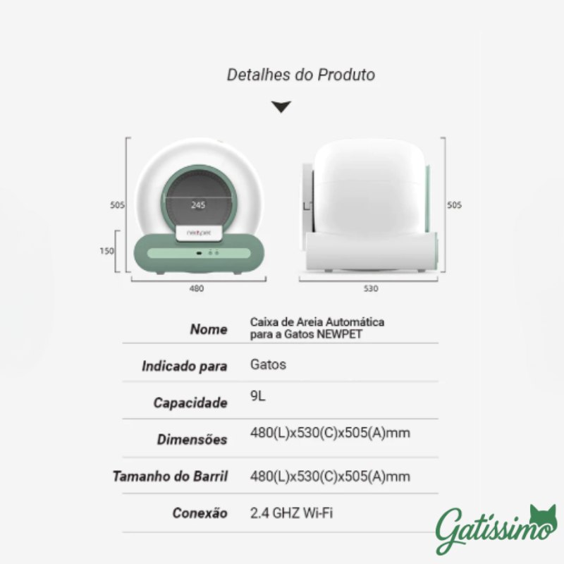 Caixa de Areia Inteligente Autolimpante para Gatos