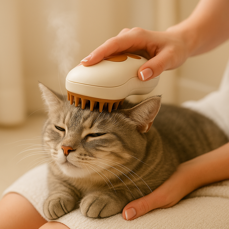 Escova a Vapor Elétrica 3 em 1 para Gatos